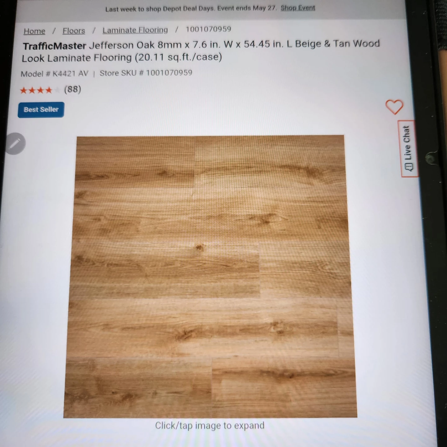 Traffic Master Jeffferson Oak Glueless Laminate Flooring, - photo 5