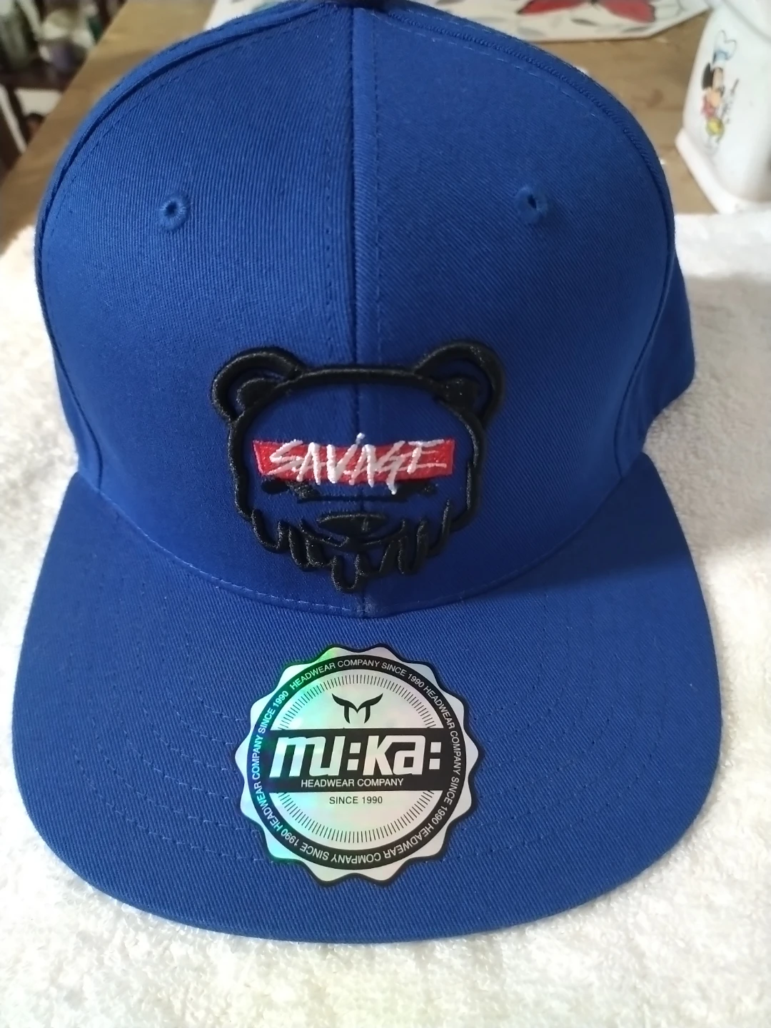 Muka "Savage" Bear Blue Snapback Hat