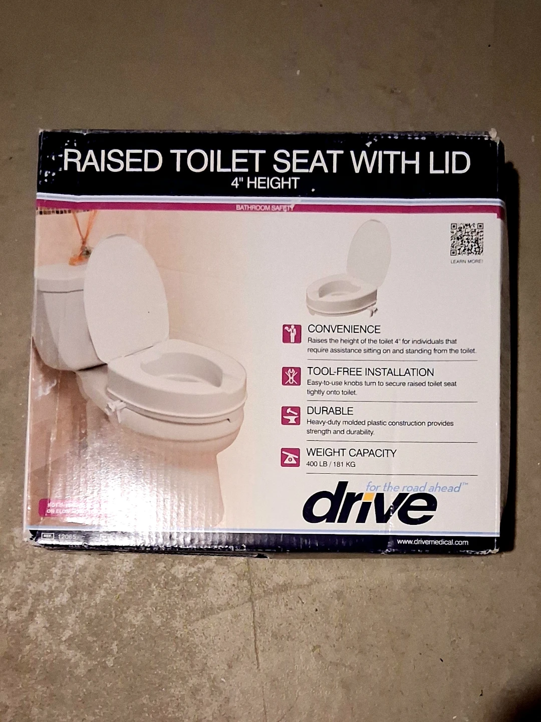 Drive Medical Raised Toilet Seat with Lid - 4" Height