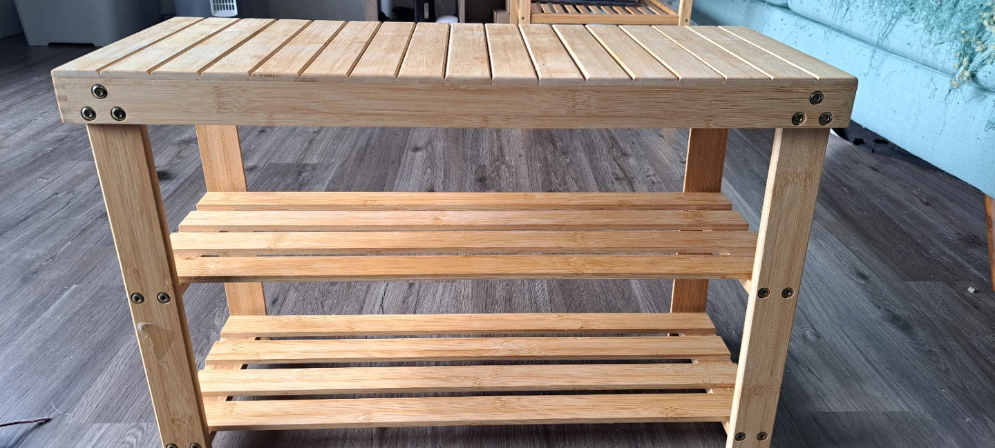 Bamboo 2-Tier Shoe Rack Bench