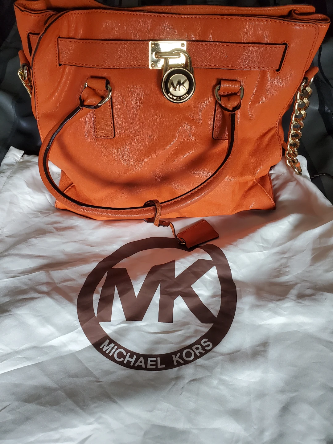 Michael Kors Orange Leather Satchel Handbag