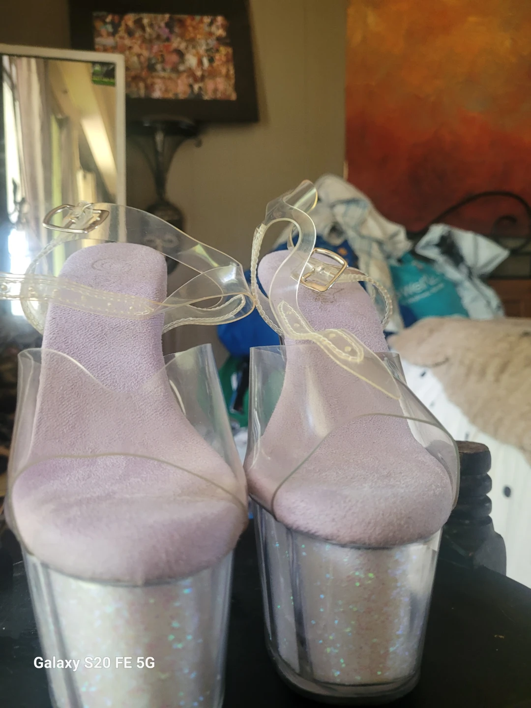 Clear Platform Heels with Glitter - photo 2