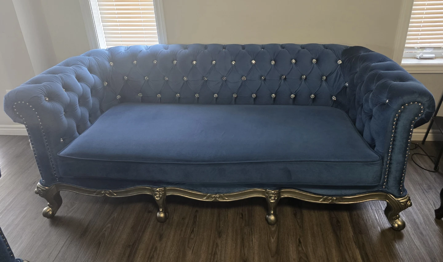Blue Velvet Tufted Chesterfield Sofa
