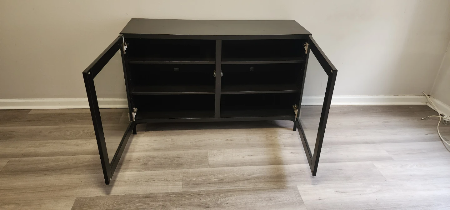 Dark Brown Media Console /TV Stand  with Glass Doors - photo 2