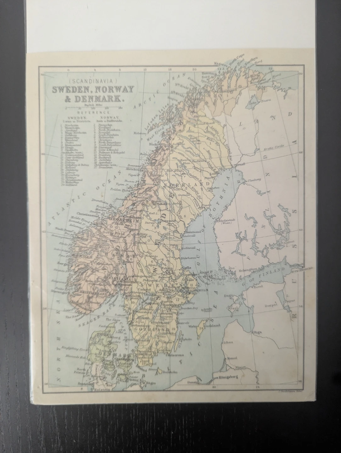 Antique Scandinavia Map - Sweden, Norway & Denmark