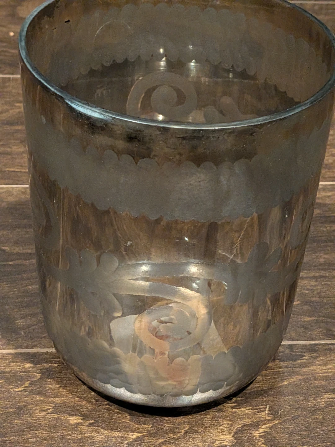 Glass Decorative Vase with Etched Design