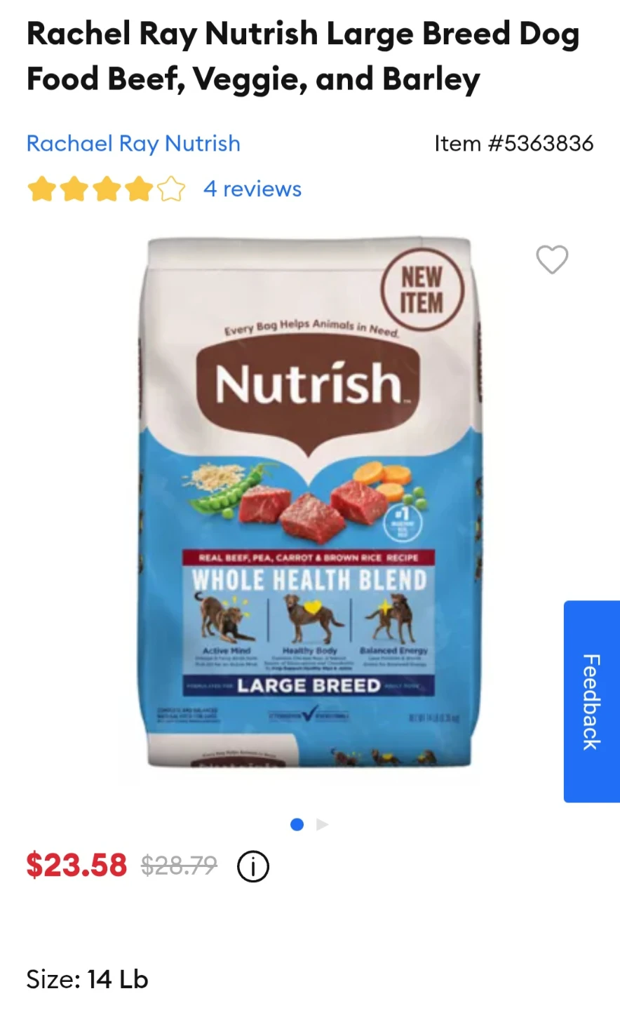 Rachael Ray Nutrish Large Breed Dog Food