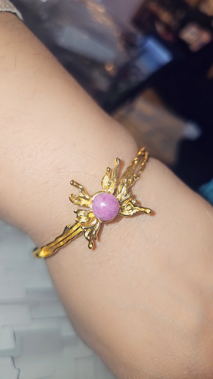 Natural Ruby untreated ,butterfly bangle bracelet