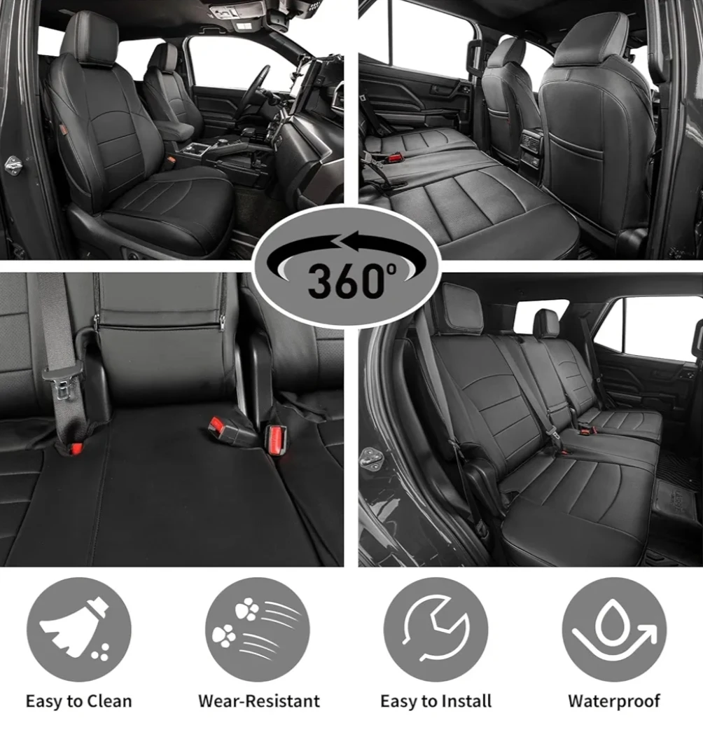 Toyota 4 Runner Black Faux Leather Car Seat Covers full set - photo 2
