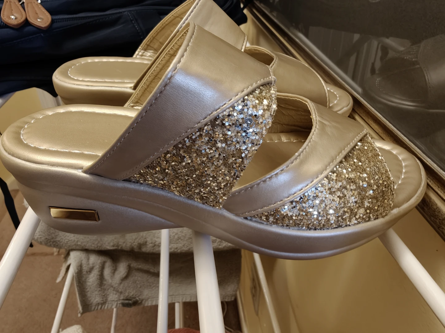 NEW Elegant Gold Wedge Sandals - Size 36 (Never Worn) - photo 2