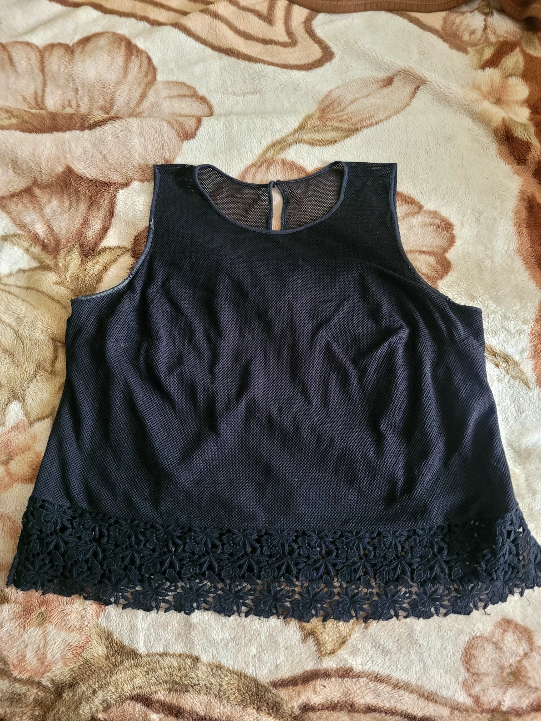 INC International Concepts Black Lace Trim Tank Top - 24W