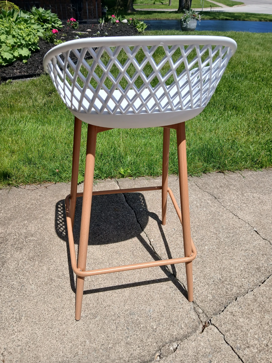 White Bar Stools with Wood Legs - Set of 2 - photo 2
