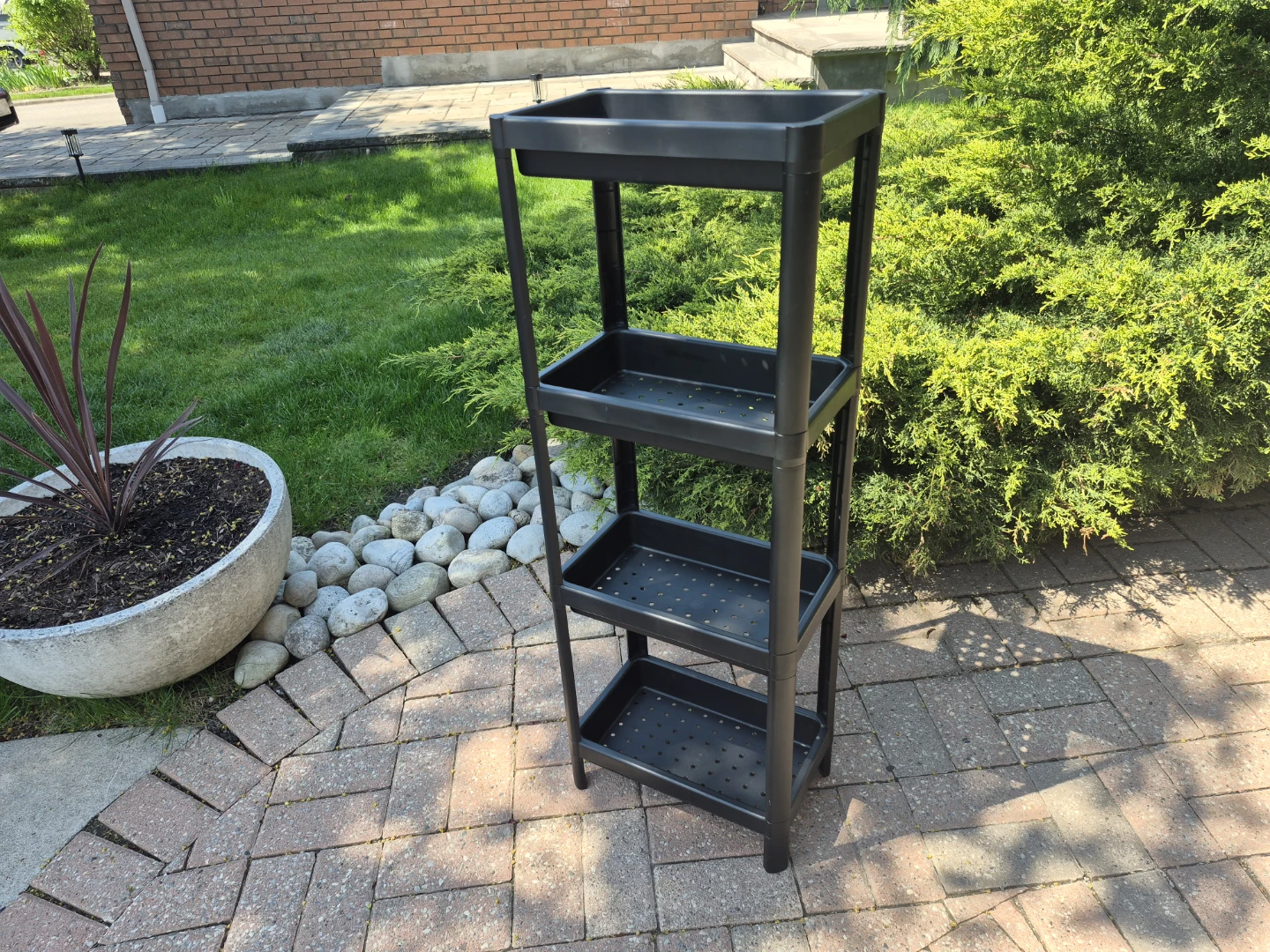 Black 4-Tier Plastic Shelving Unit