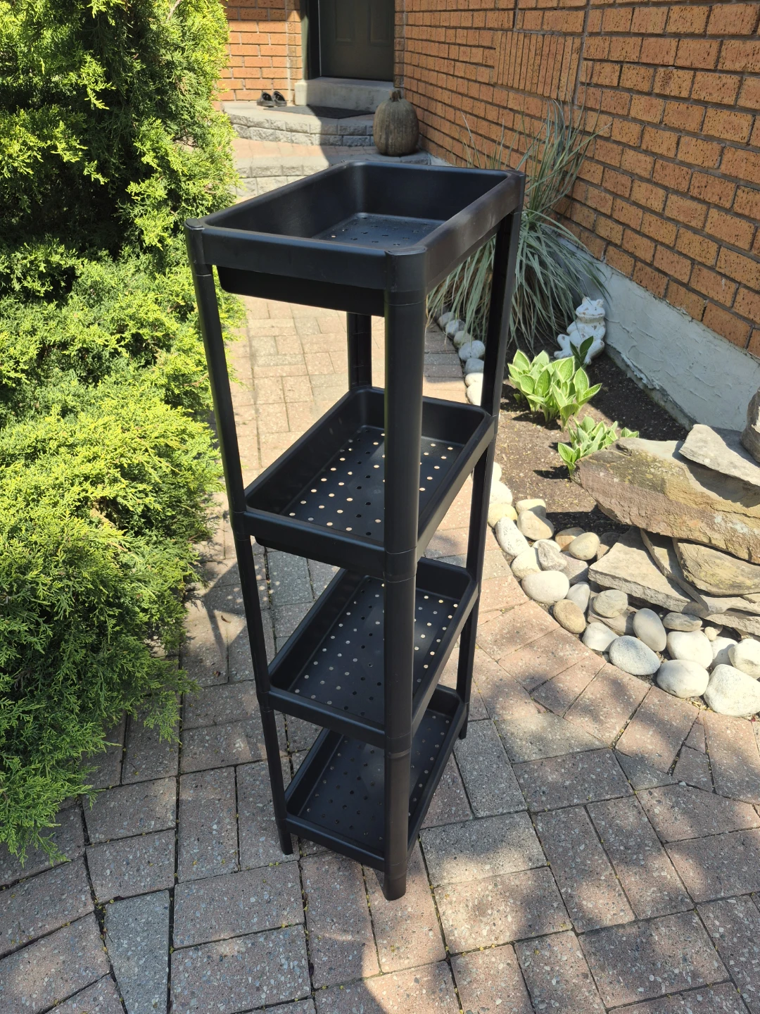 Black 4-Tier Plastic Shelving Unit - photo 3