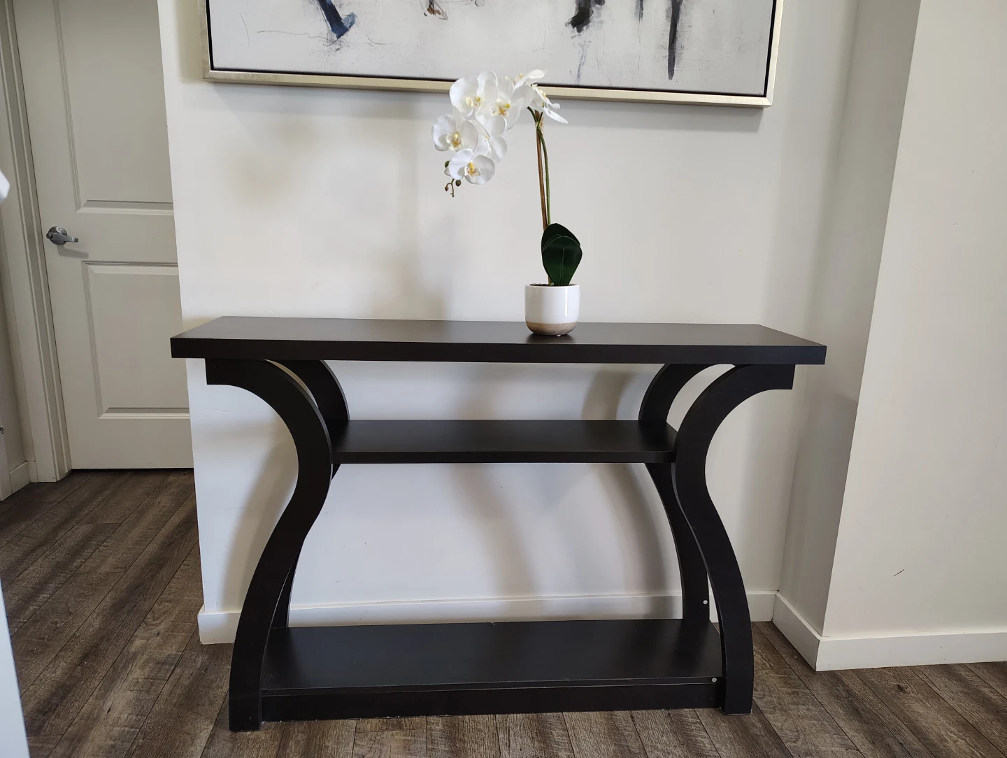 Dark Wood Console Table with Two Shelves - photo 2