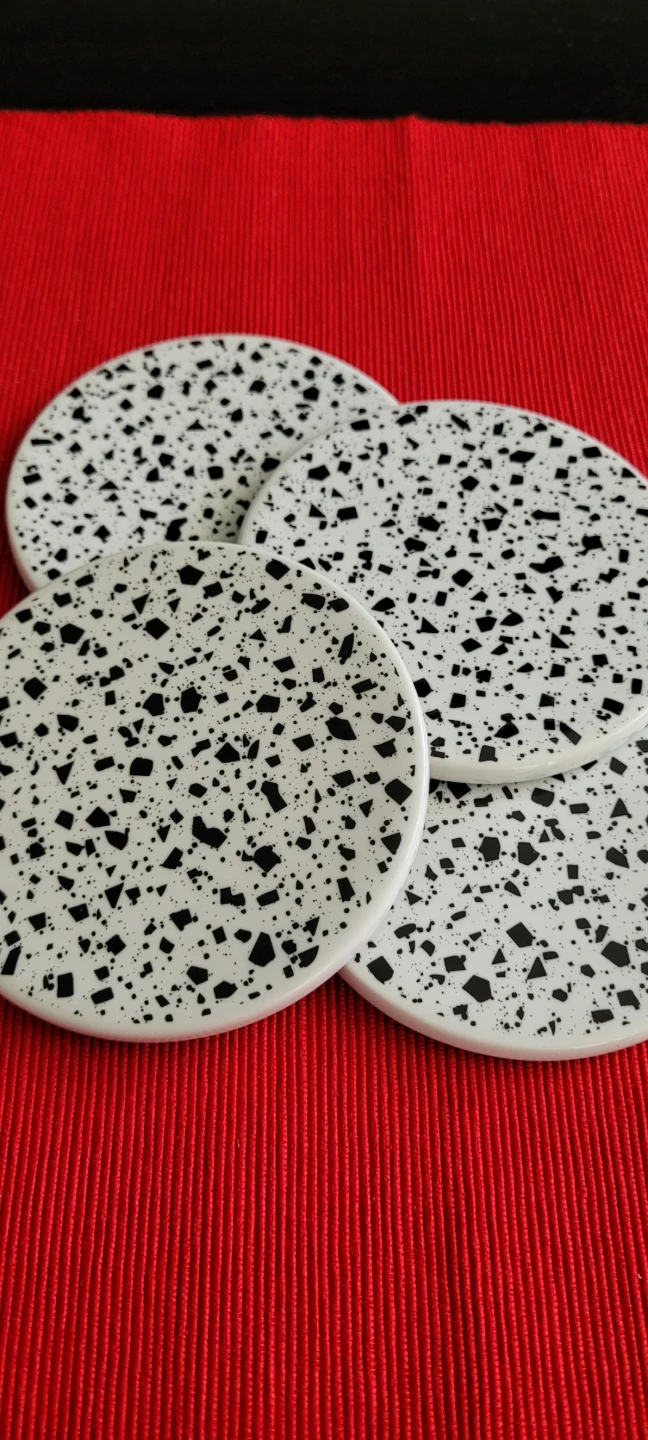 New Set of 4 Round Terrazzo Coasters