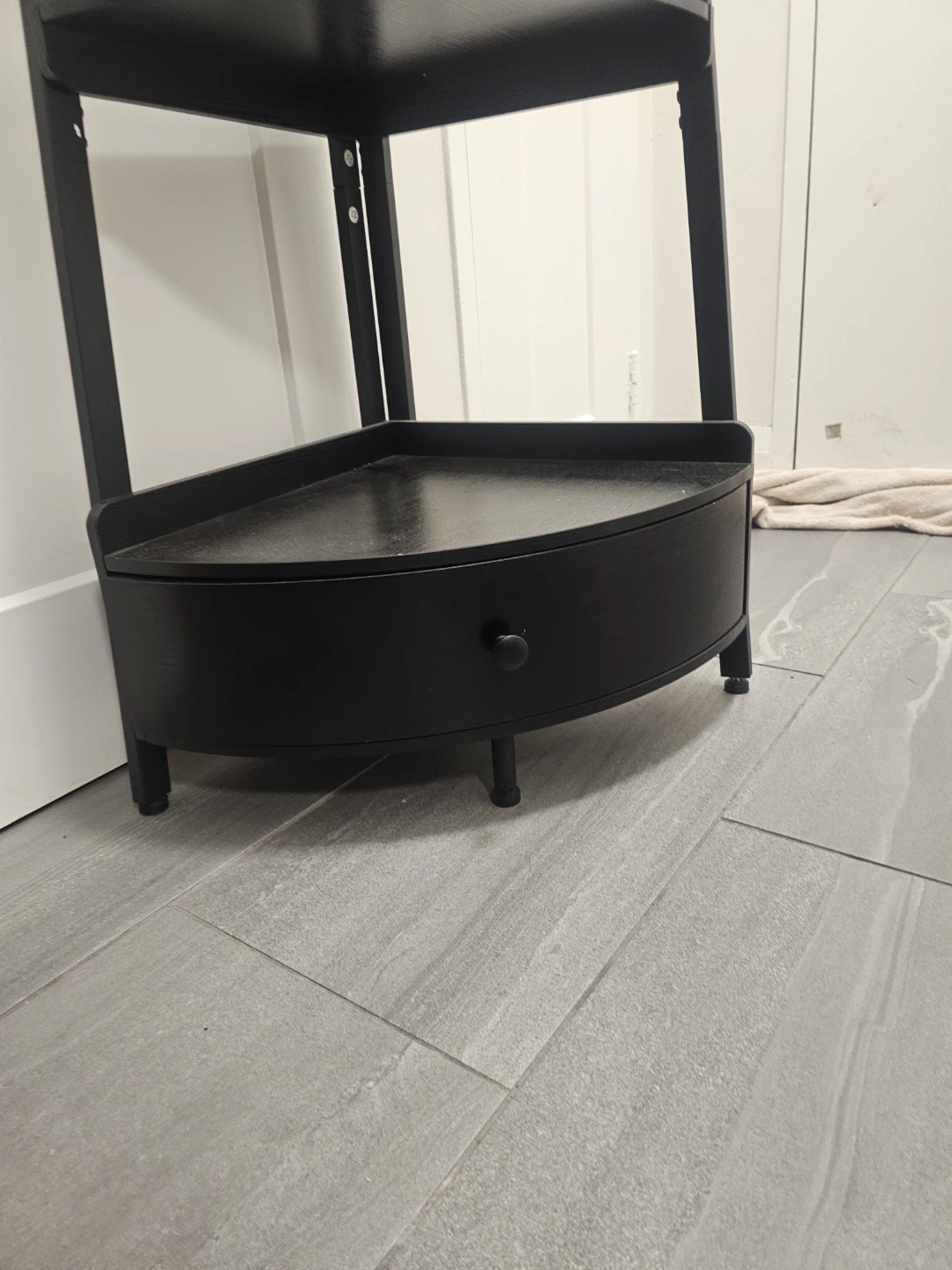 Black Corner Shelf with Drawer - photo 2