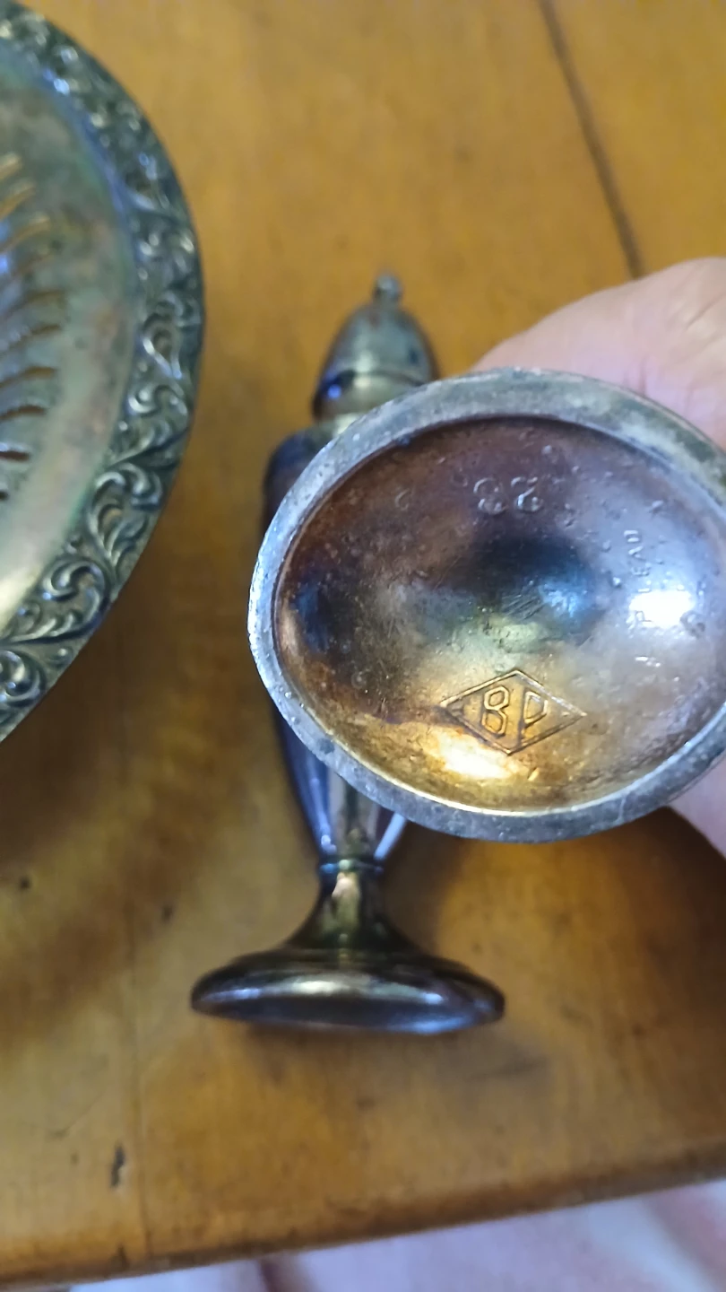 Vintage Silver-Plated Salt and Pepper Shakers with Tray - photo 5