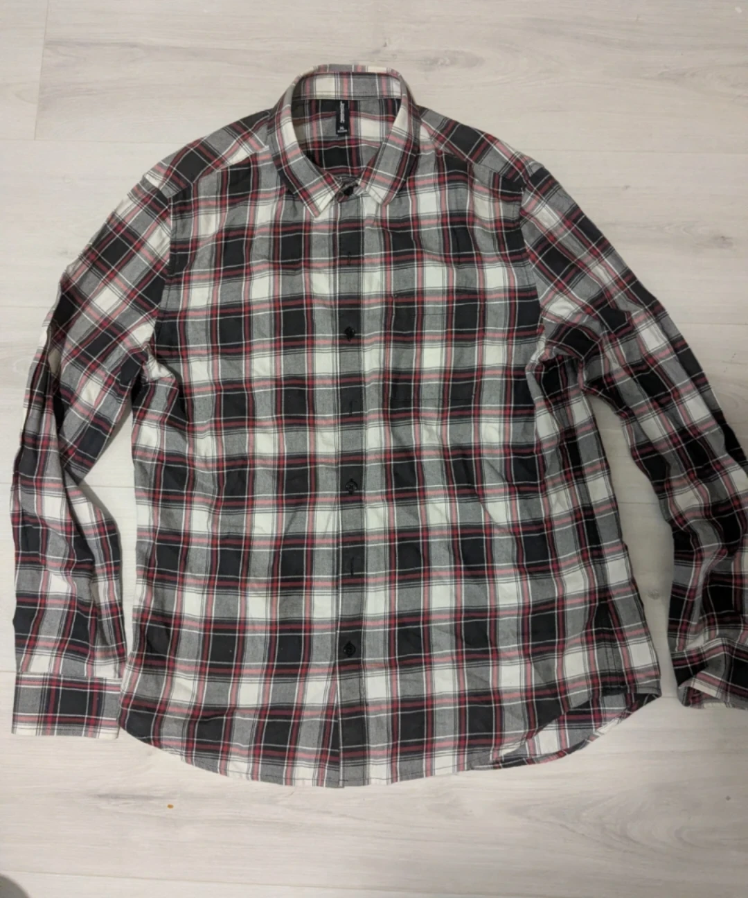 Plaid Long Sleeve Button-Up Shirt - XL