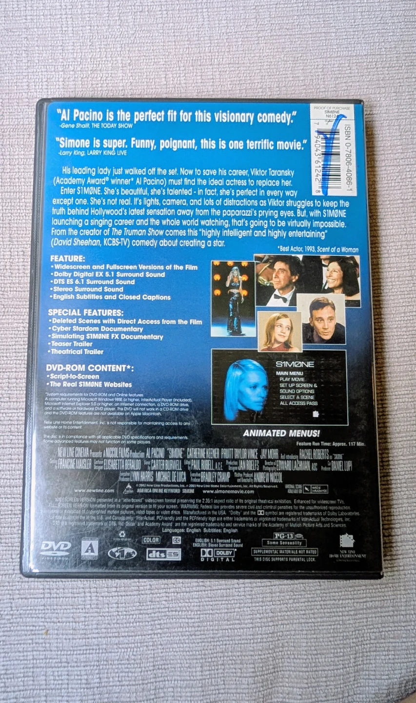 Al Pacino Simone DVD Movie - photo 2