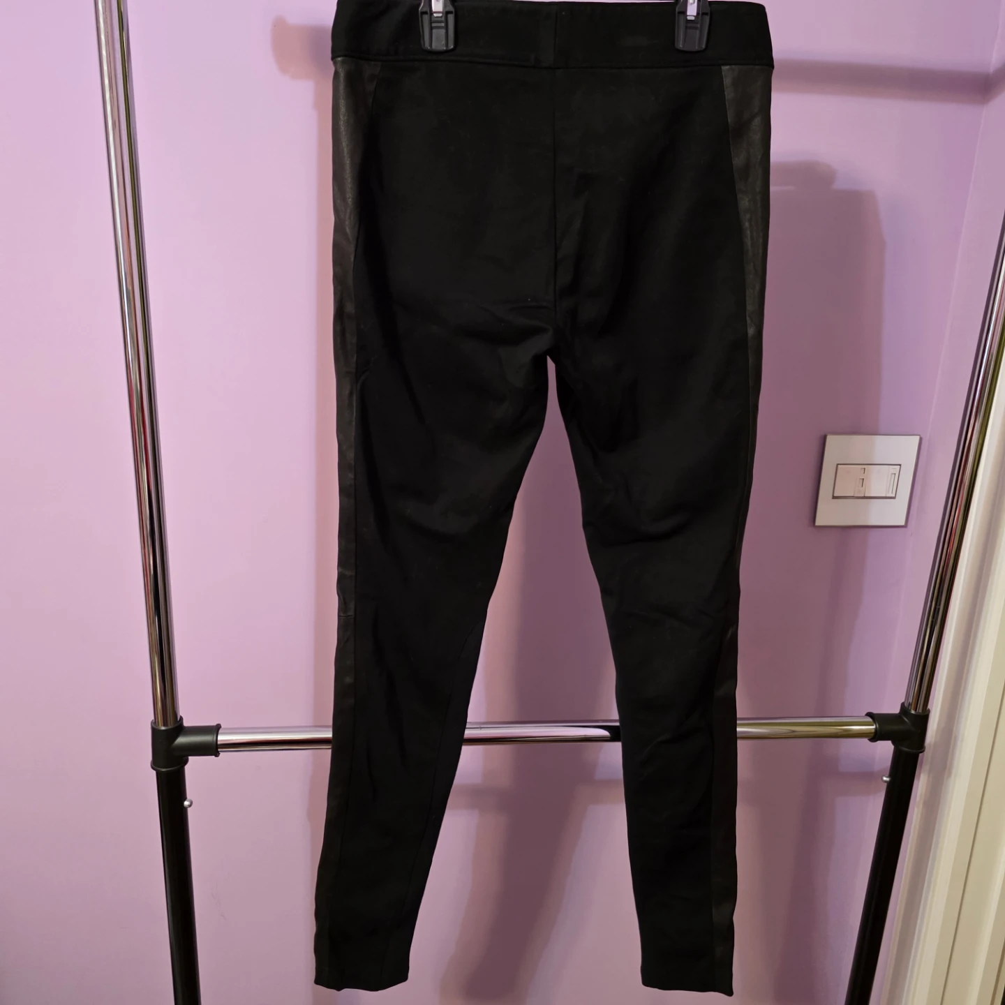 Rag & Bone Black Stretch Lamb Leather Panel Pants Size 4 - photo 3