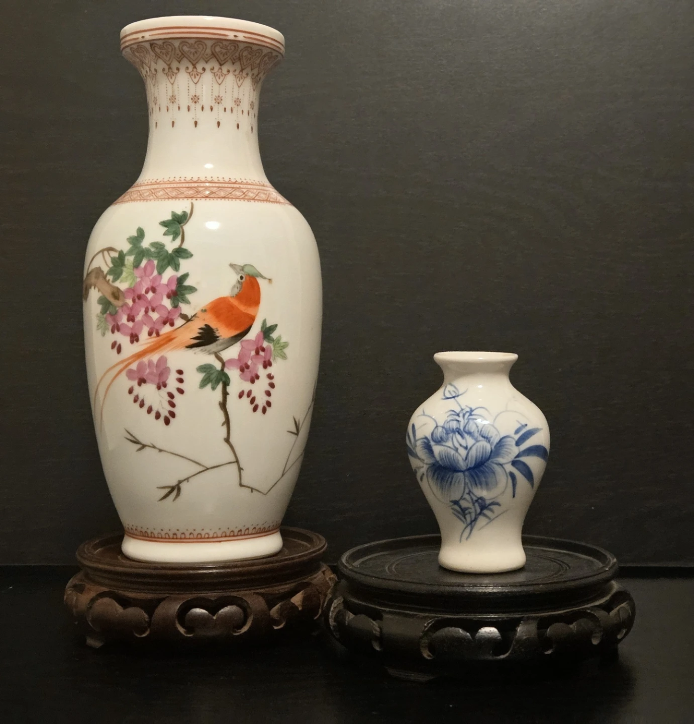 2 Vintage Chinese Vases-8" Jingdezhan+Mini Blue and White - photo 2