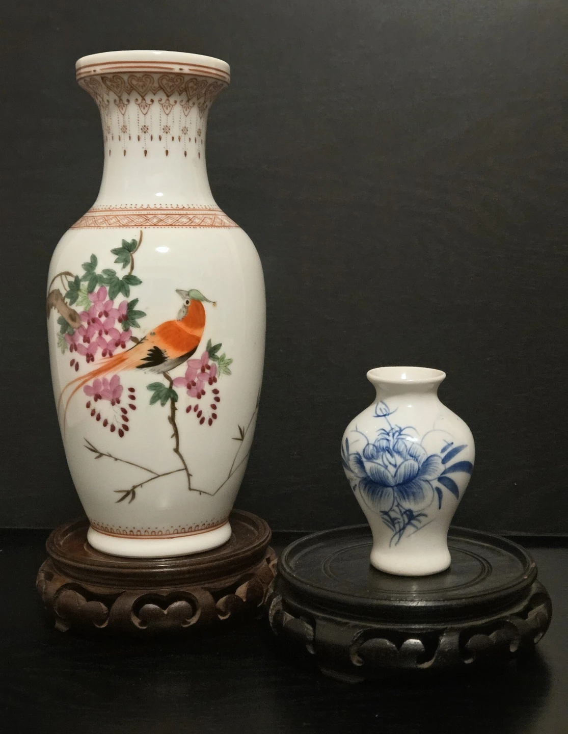 2 Vintage Chinese Vases-8" Jingdezhan+Mini Blue and White - photo 3