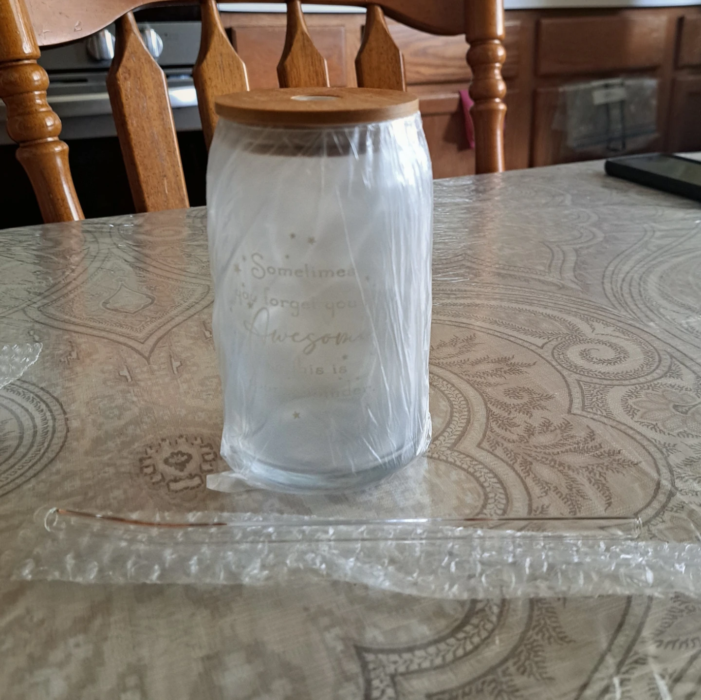 Glass Tumbler with Straw