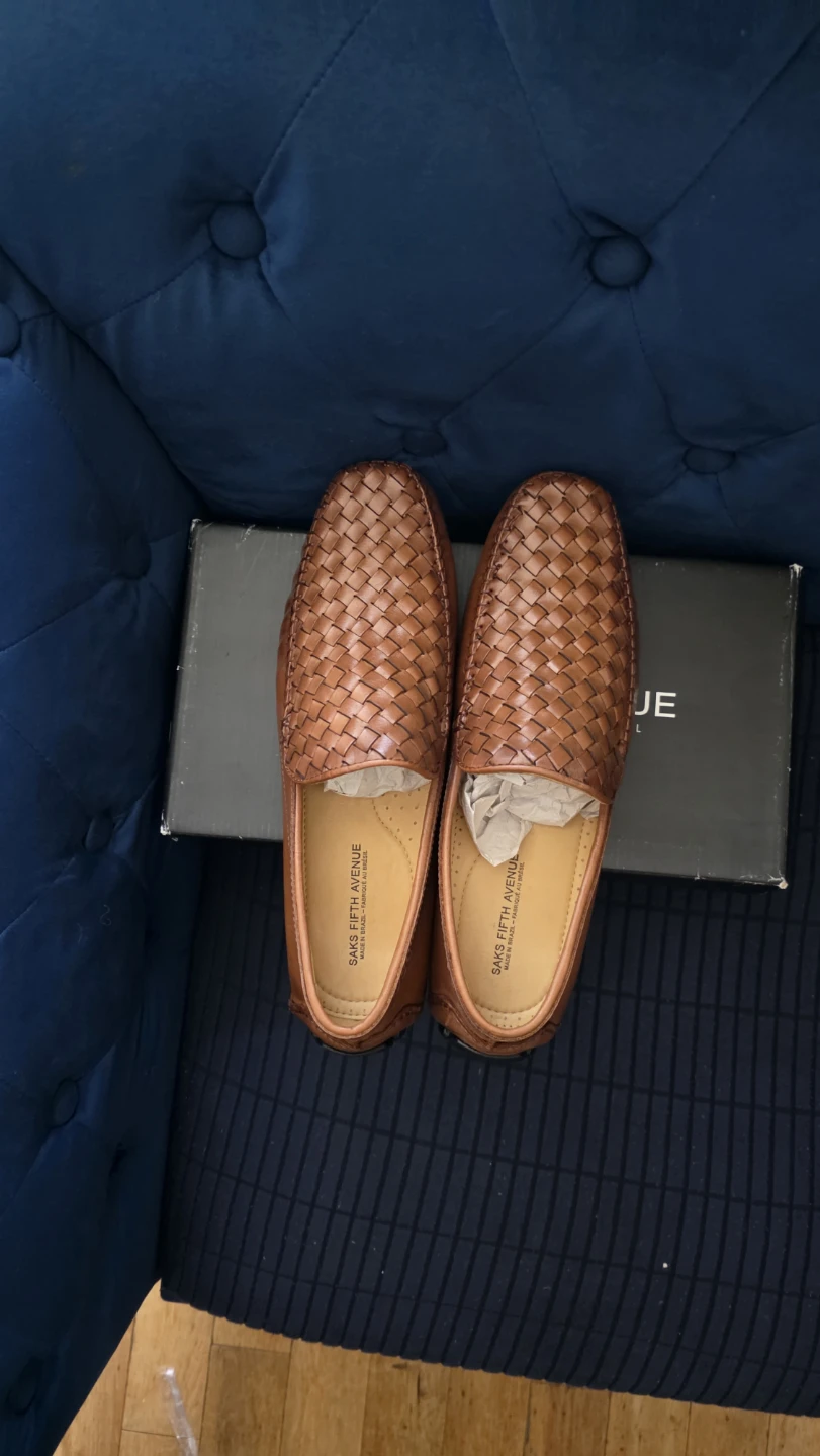 Saks Fifth Avenue Woven Leather Loafer Moccasins