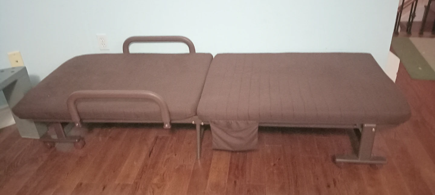 Portable Brown Folding Bed/ Chair with Wheels
