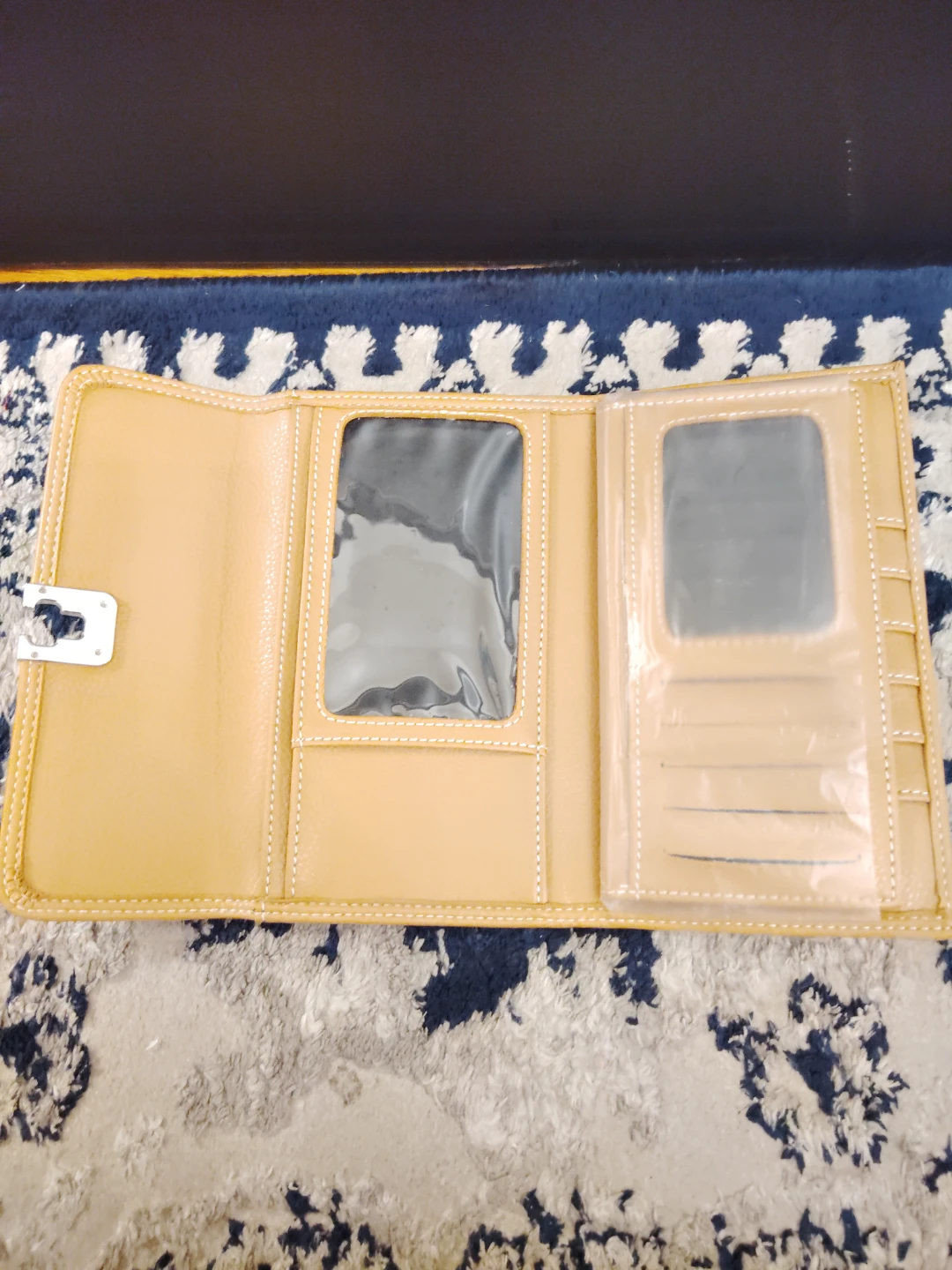 Leather Trifold Wallet - Beige - photo 3