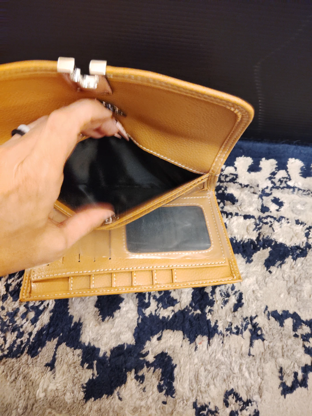 Leather Trifold Wallet - Beige - photo 5