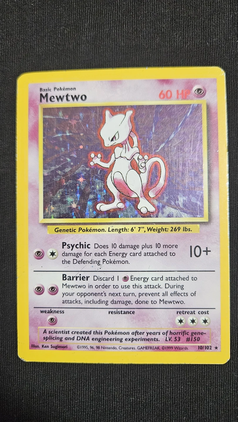 Mewtwo Holo Base Set Pokemon Card
