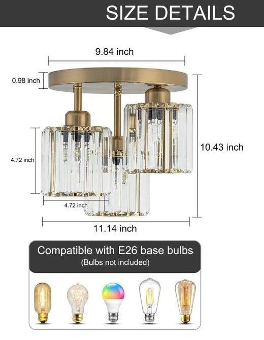 Flush Mount Crystal Ceiling Light Fixture - 3 Light - photo 4