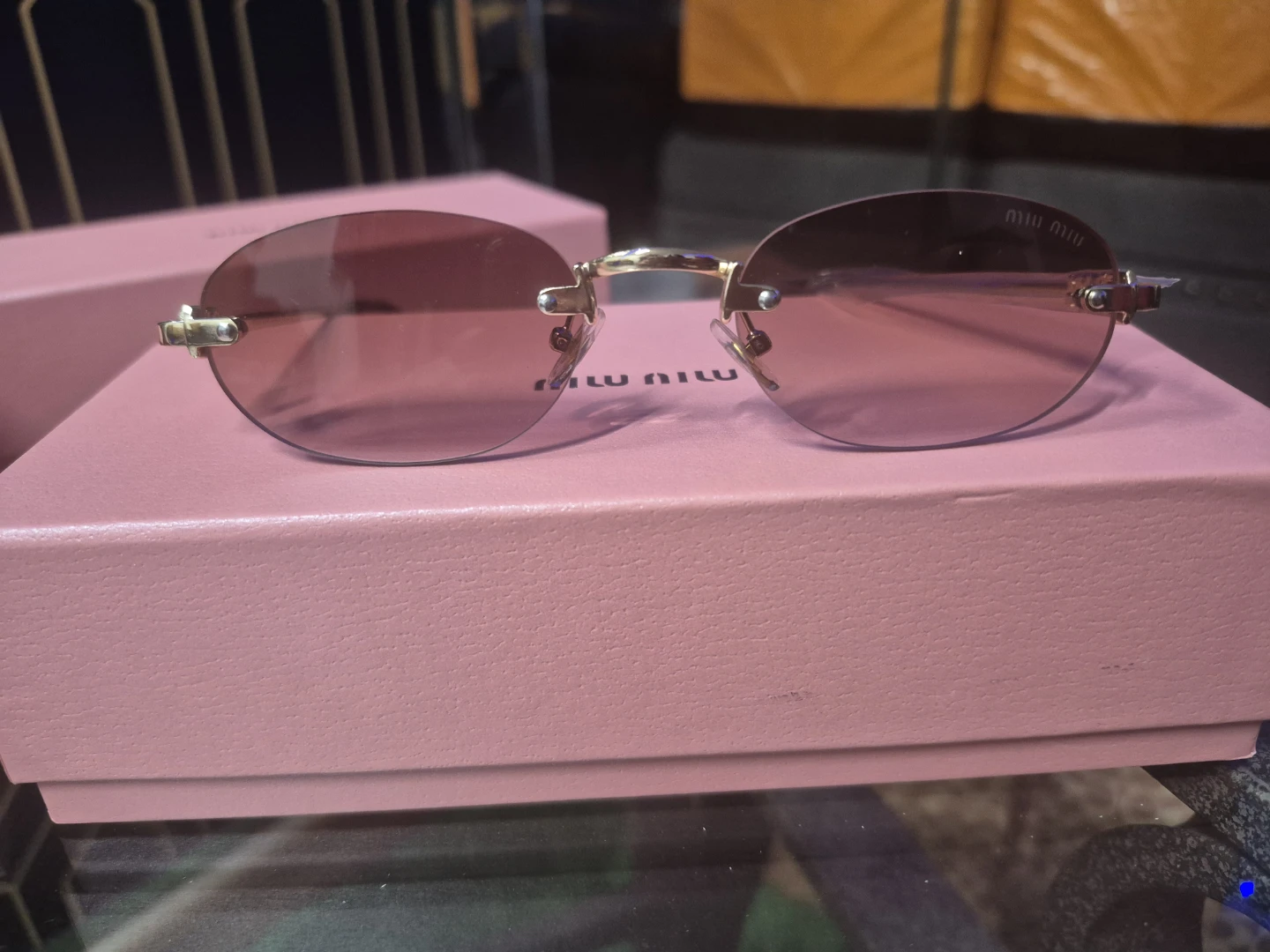 Miu Miu Oval Rimless Sunglasses Pink Gradient - photo 5