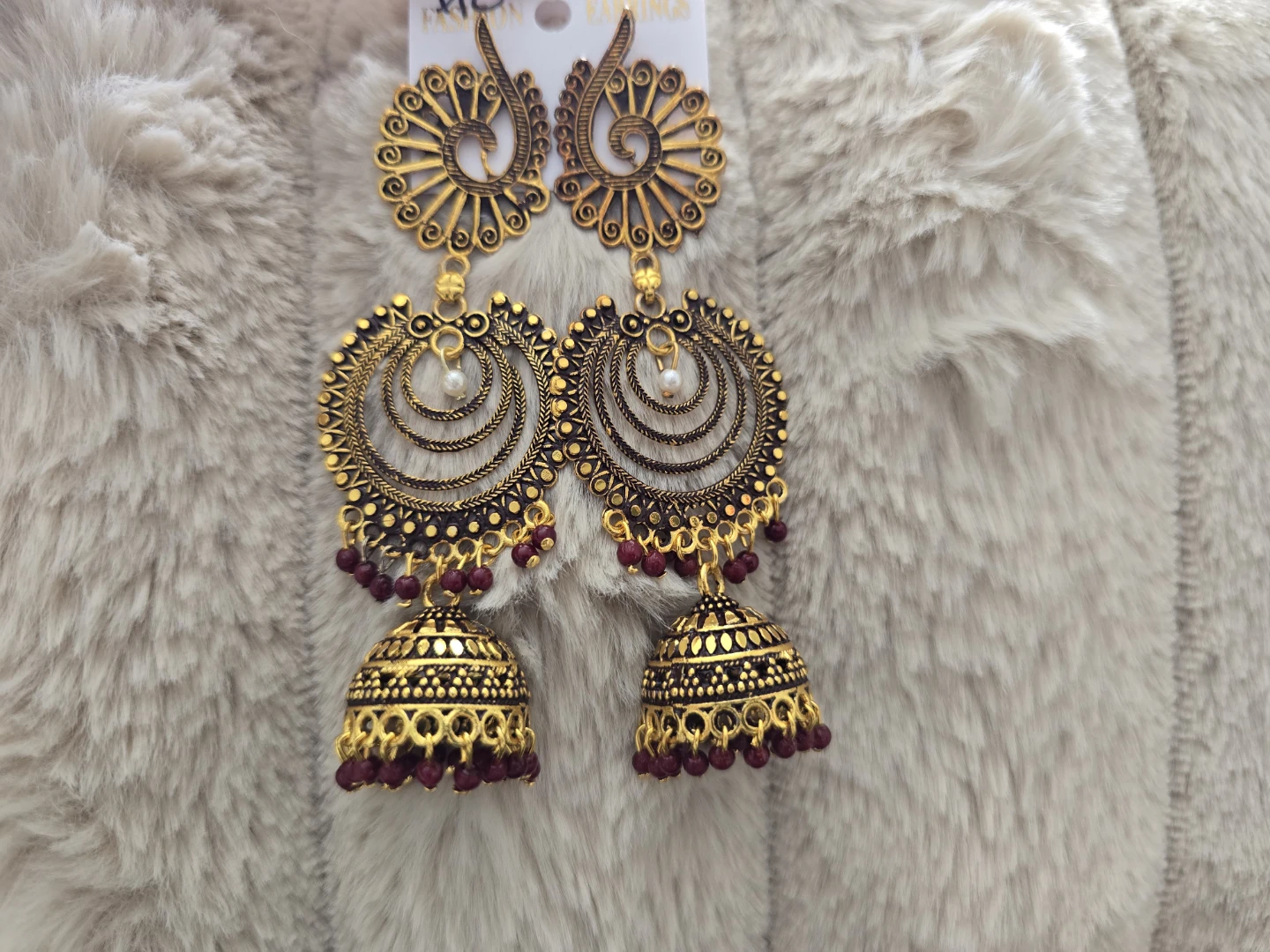 Indian Bollywood Jhumka Earrings Set - photo 2