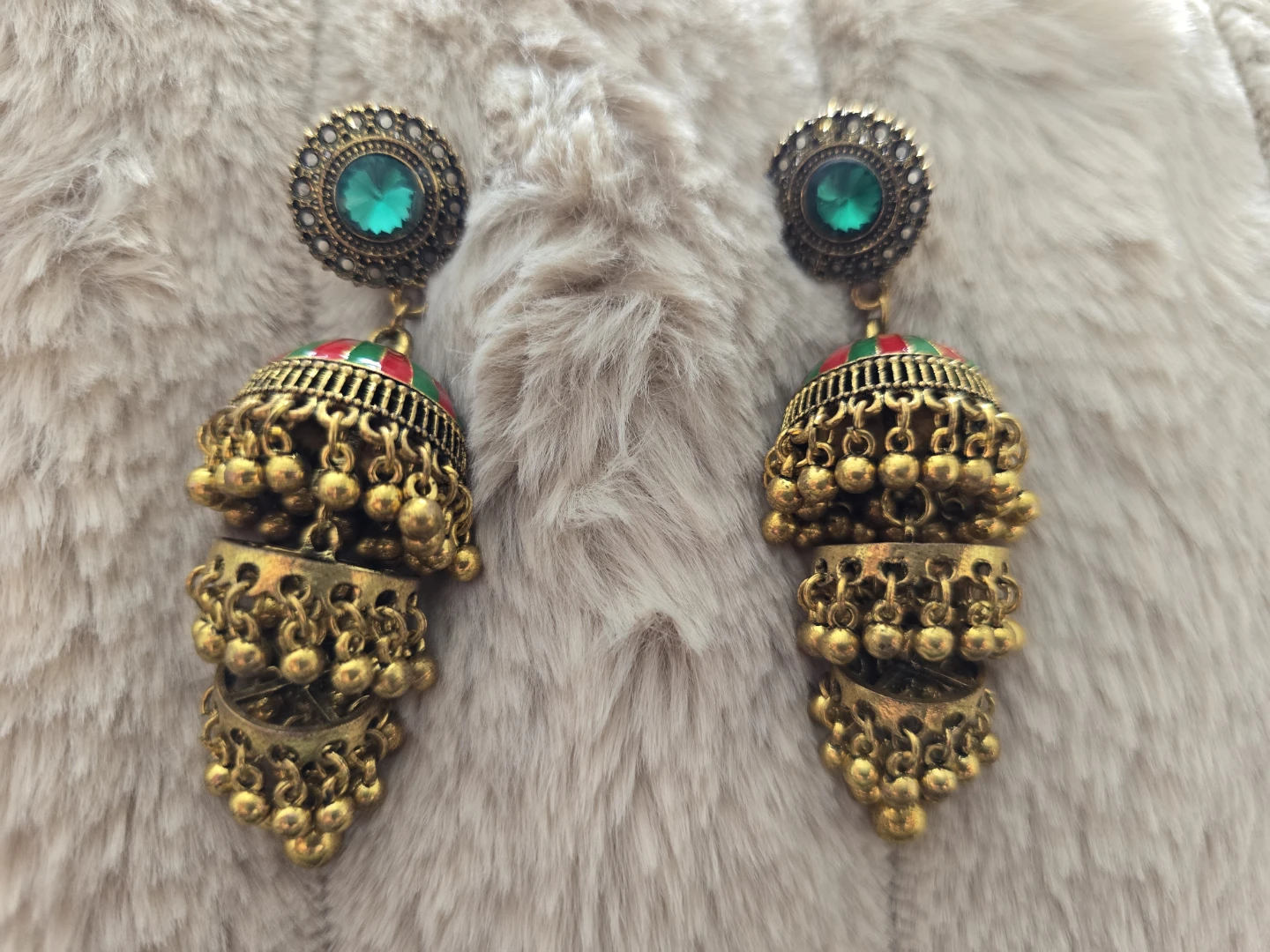 Indian Bollywood Jhumka Earrings Set - photo 3