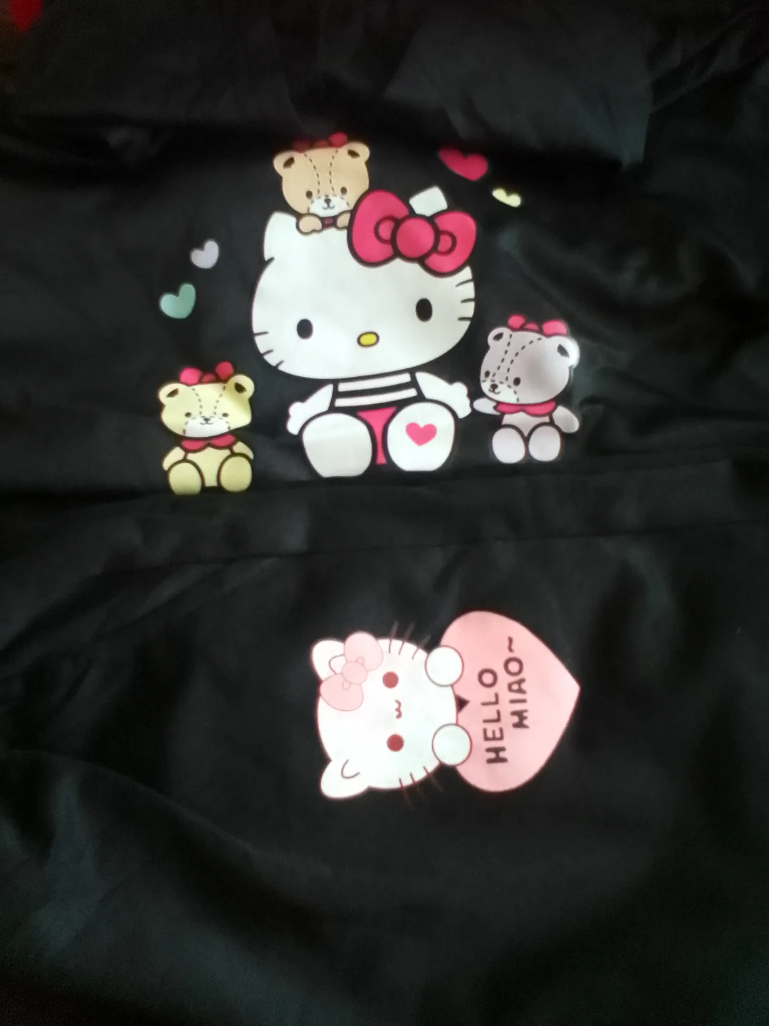 Hello Kitty and Bears Black hooded pants set