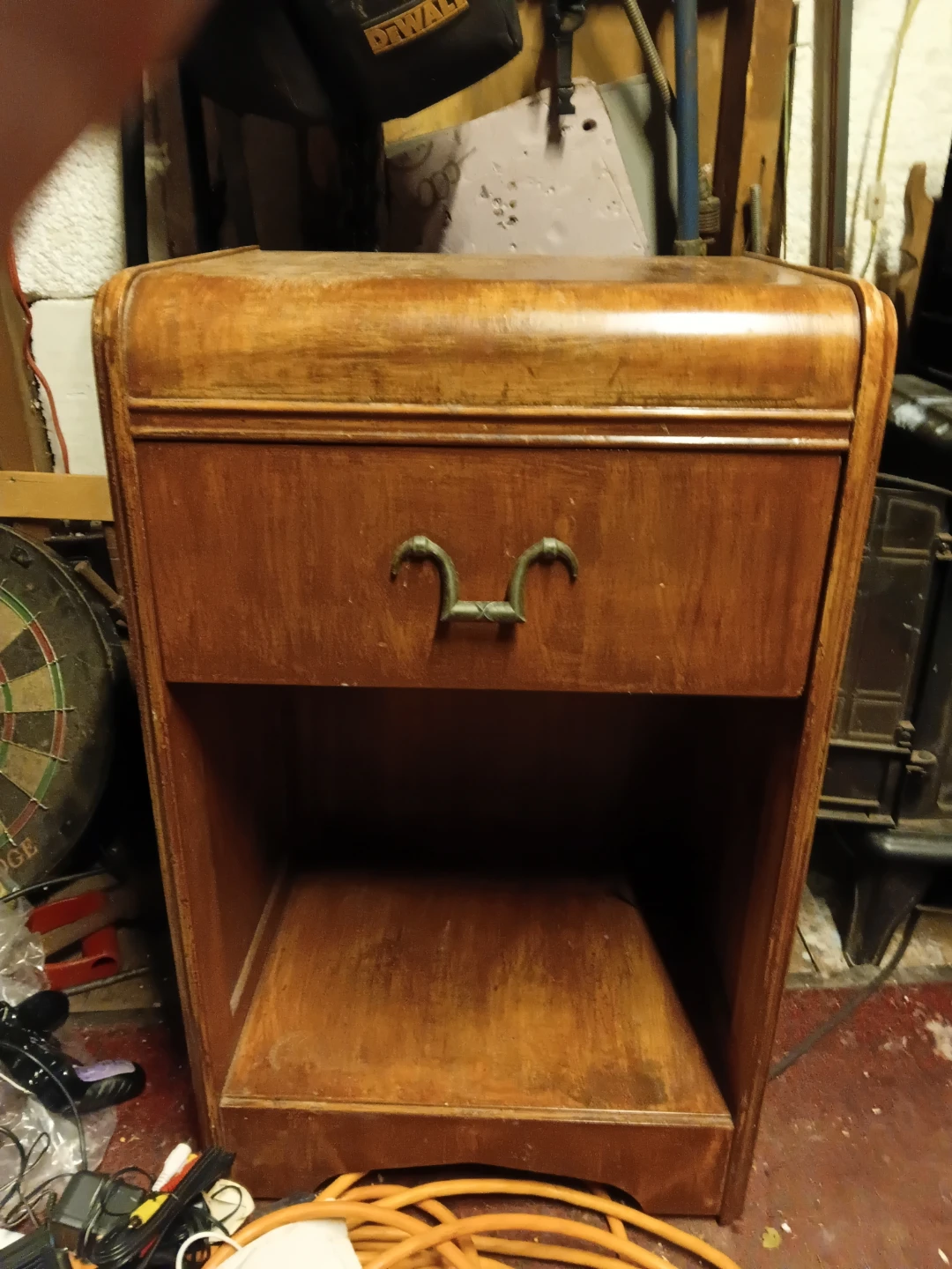 Vintage Wood Nightstand with Drawer