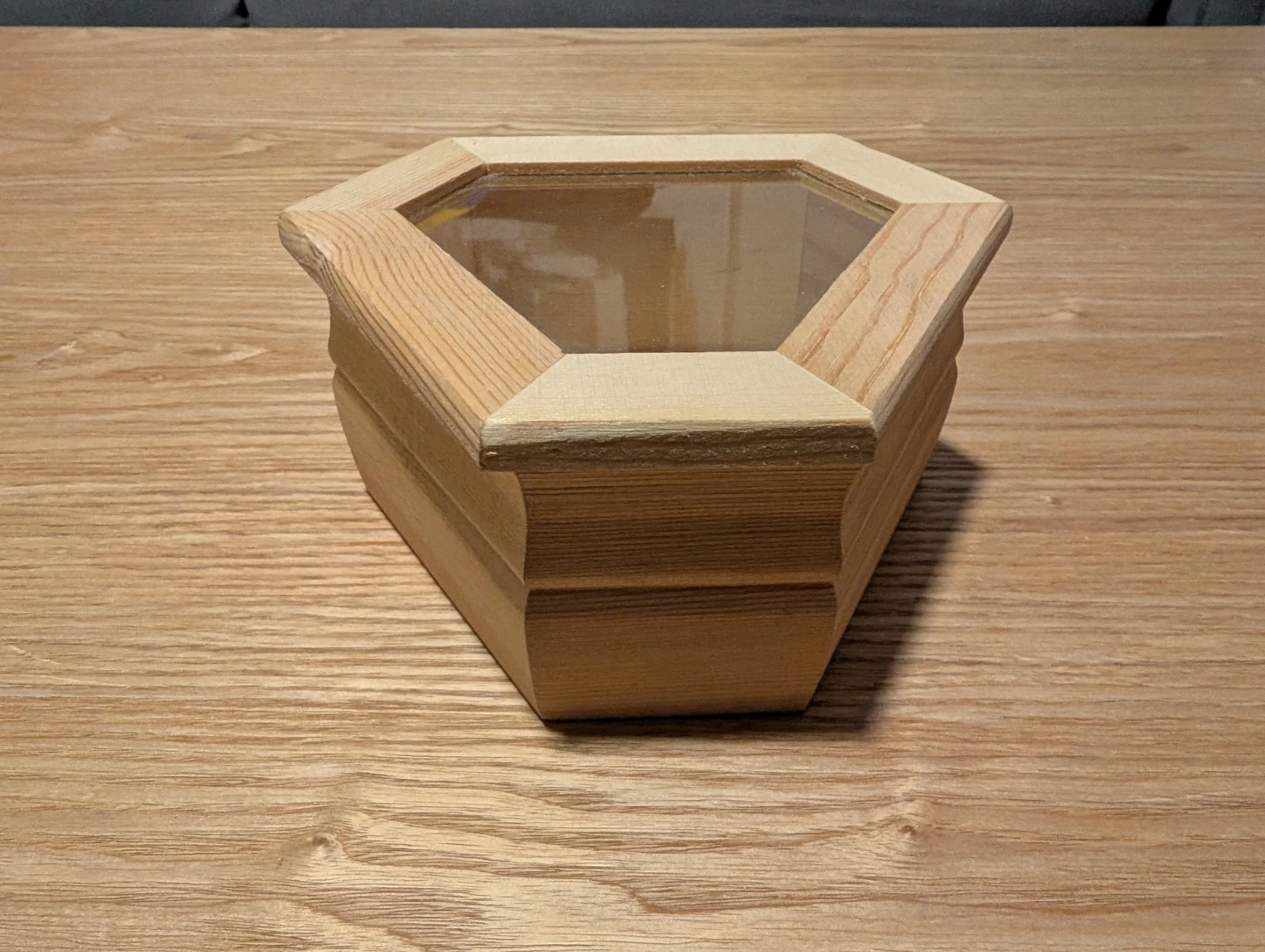 Wooden Hexagonal Box with Glass Lid - photo 3