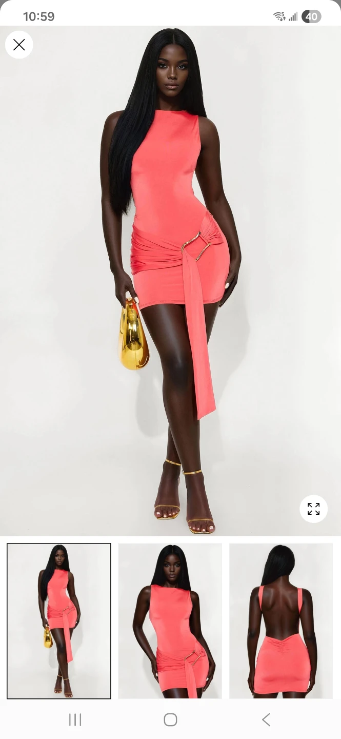 Coral Ruched Halter Neck Mini Dress
