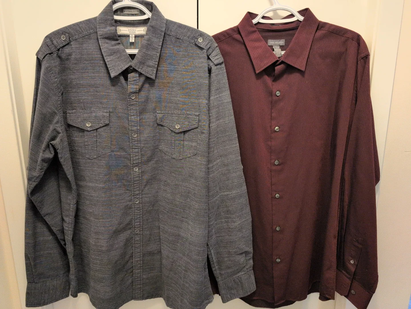 Two Men's Long Sleeve Dress Shirts - Van Heusen & PD&C