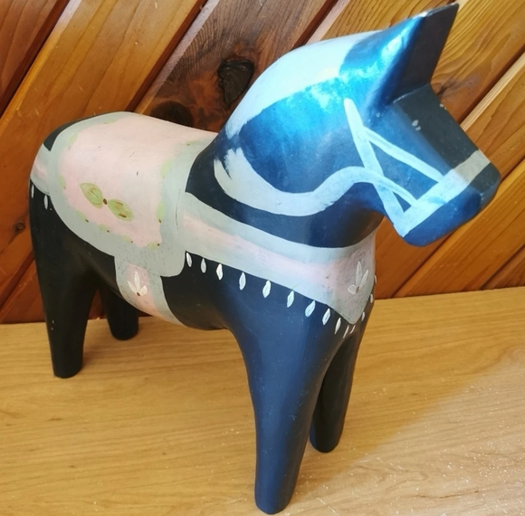 Rare Vintage Dala Horse Set – Hand Carved Wooden Folk Art Horses - photo 4