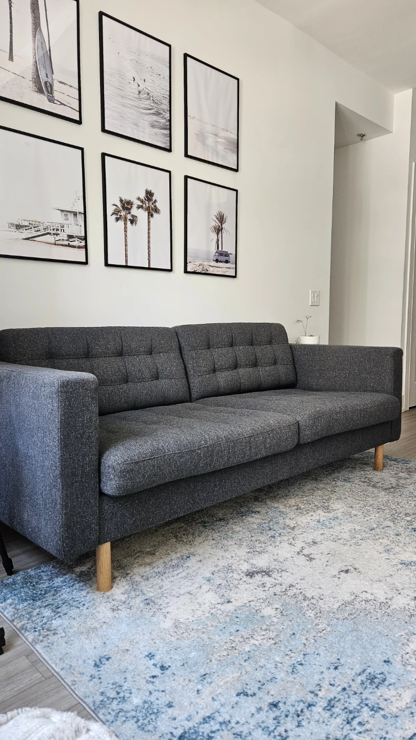 MORABO Sofa, Gunnared dark gray/wood
