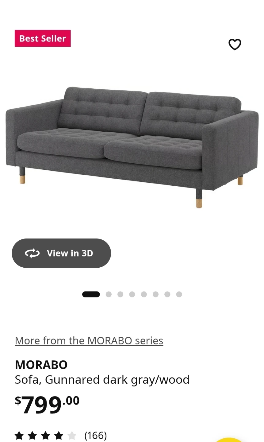 MORABO Sofa, Gunnared dark gray/wood - photo 4