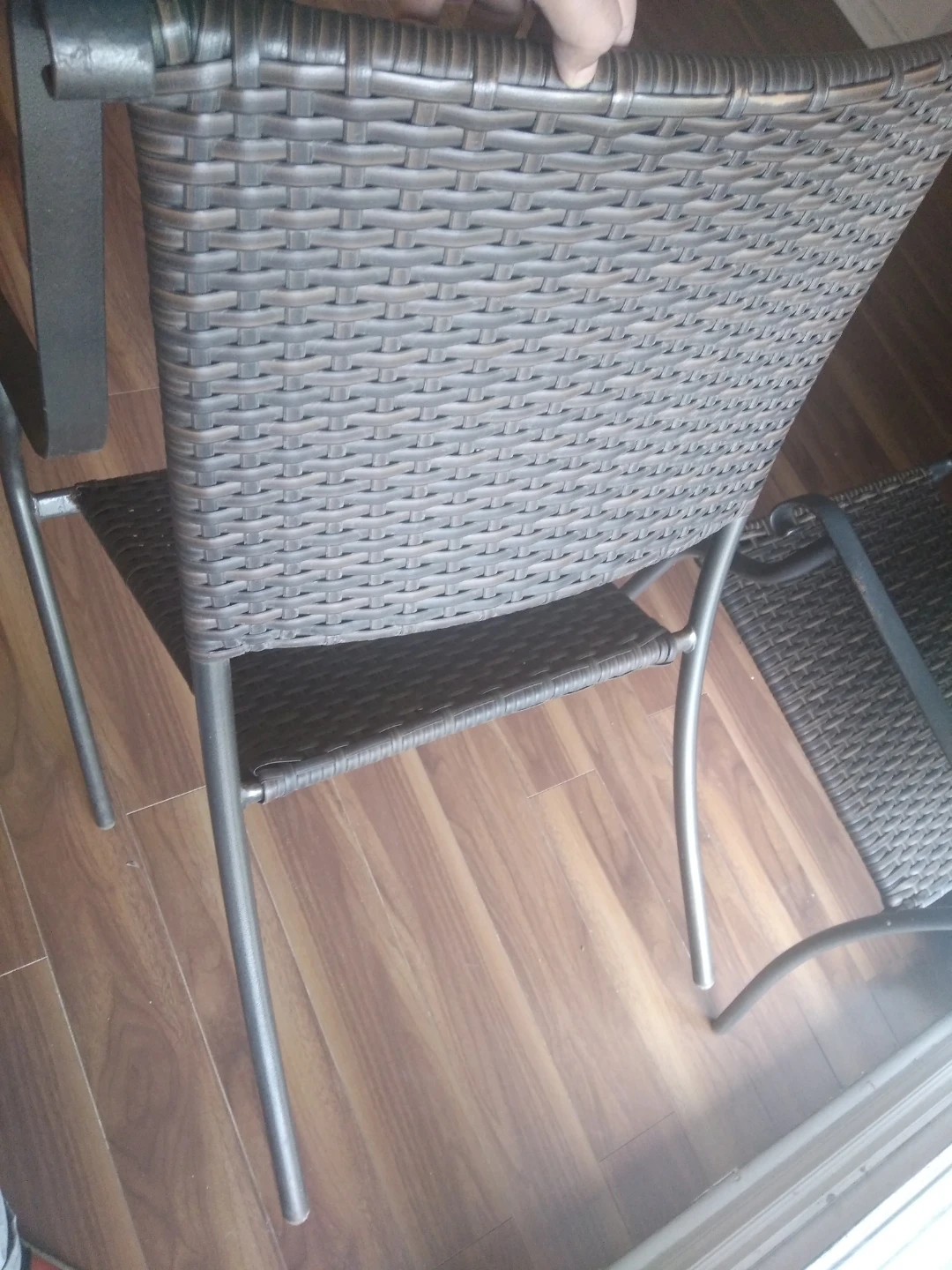 Pair of Wicker & Metal Outdoor Patio Chairs - photo 4