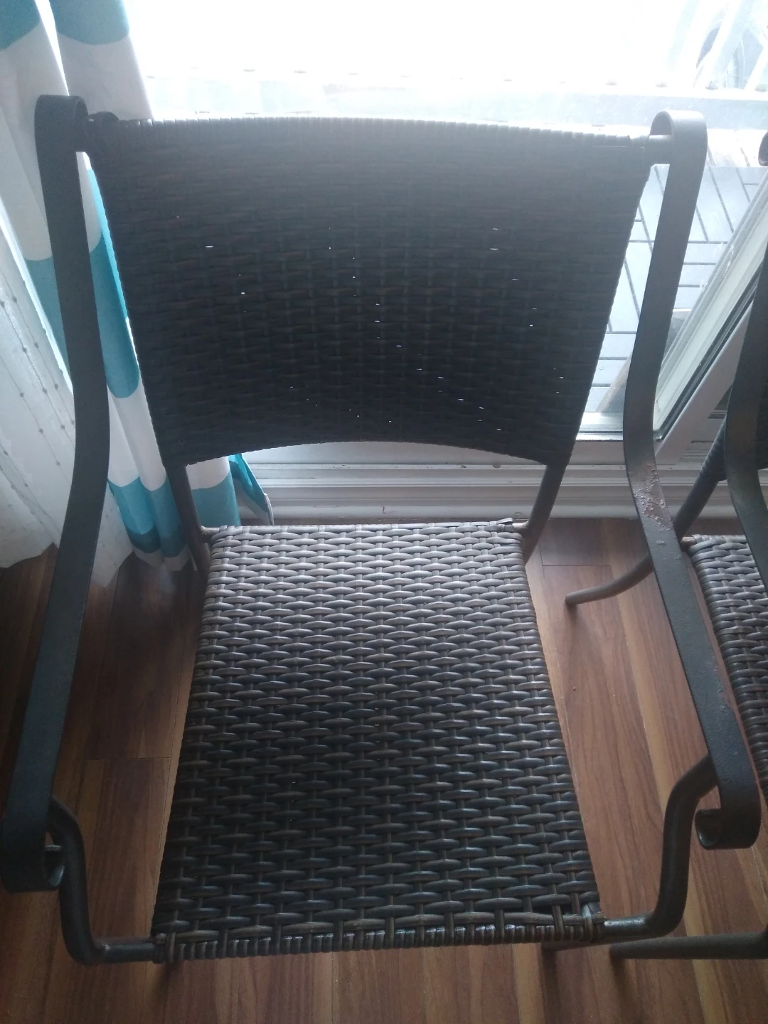 Pair of Wicker & Metal Outdoor Patio Chairs - photo 5