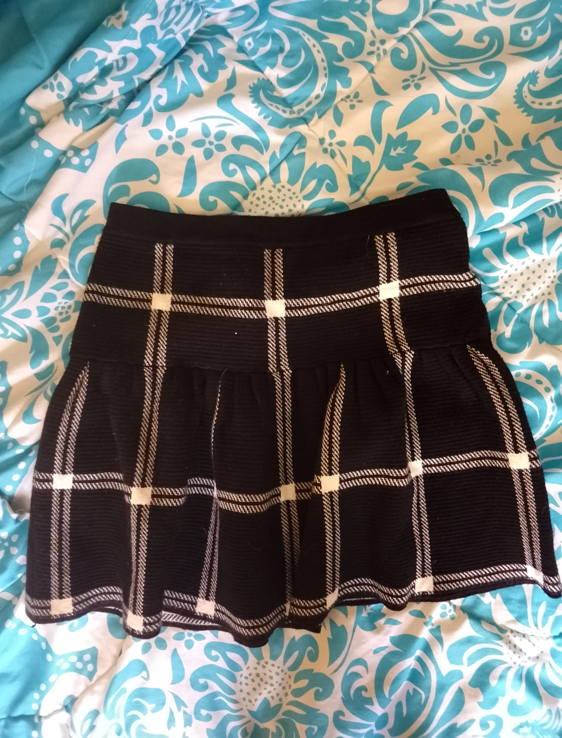 Black plaid mini skirt
