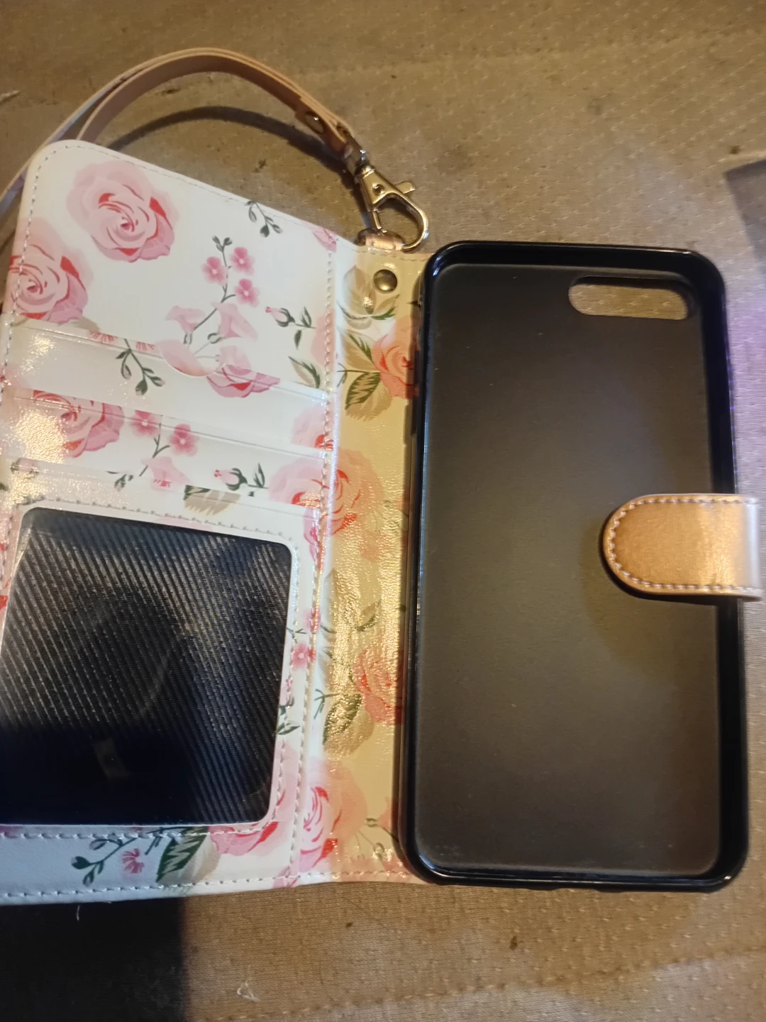Ulak Rose Gold Floral Wallet Phone Case with Strap - photo 3