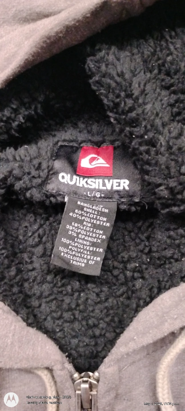 Quiksilver Sherpa Lined Hoodie - Size L - photo 2